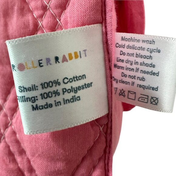 Roller Rabbit Checkboard Stripe Marni Pink Cropped Quilted Cotton Jacket L - Picture 15 of 16
